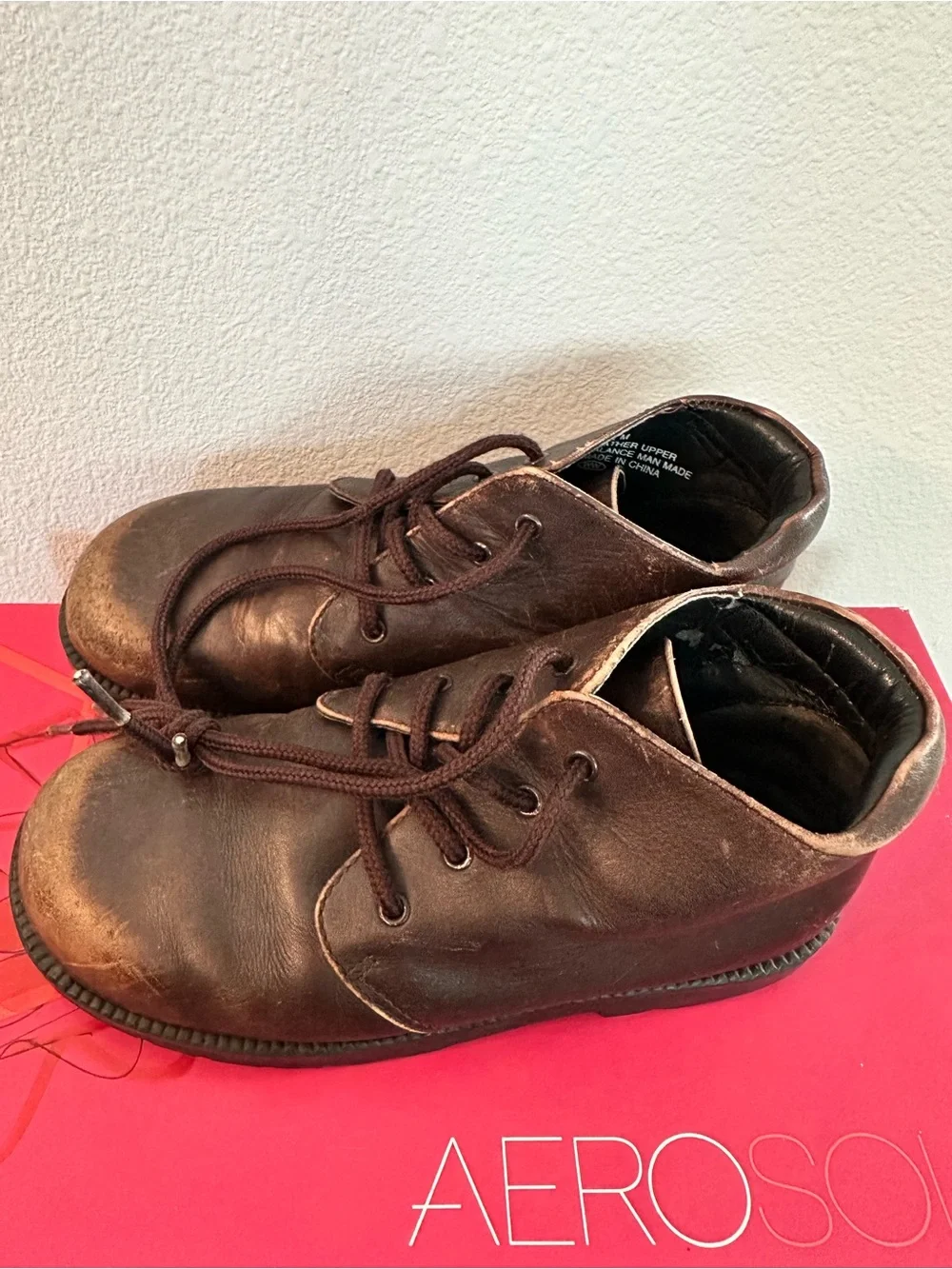 Nina Kids Brown Lace-Up Leather Shoes size 10.5”